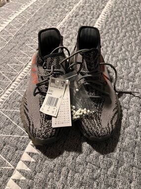Yeezy Boost 350 V2 Black & Gray with Orange Accents